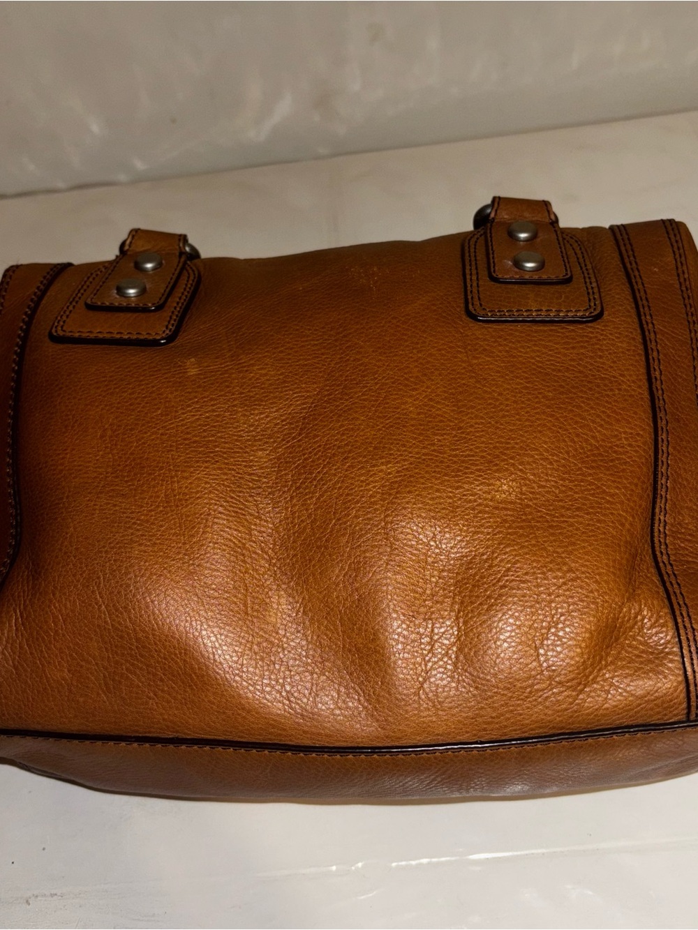 Vintage Brown Leather Fossil Marlow Satchel Purse - Picture 4 of 7